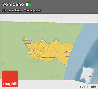 Savanna Style 3D Map of Vohipeno, single color outside