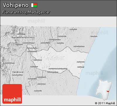 Silver Style 3D Map of Vohipeno