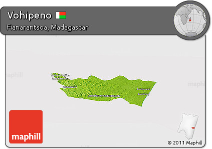 Physical Panoramic Map of Vohipeno, cropped outside