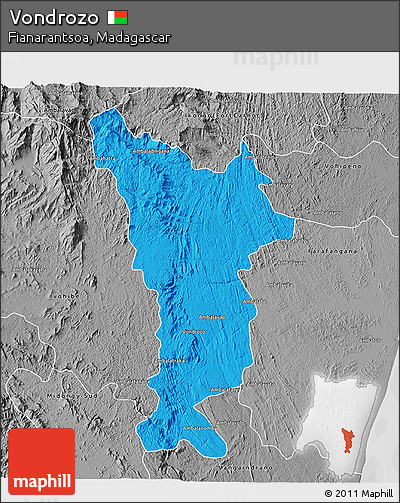 Political 3D Map of Vondrozo, desaturated