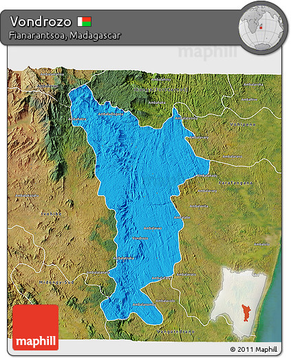 Political 3D Map of Vondrozo, satellite outside