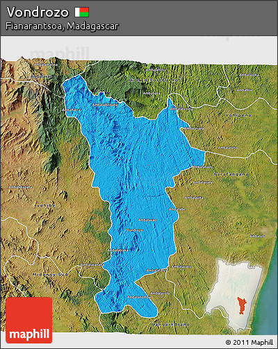 Political 3D Map of Vondrozo, satellite outside