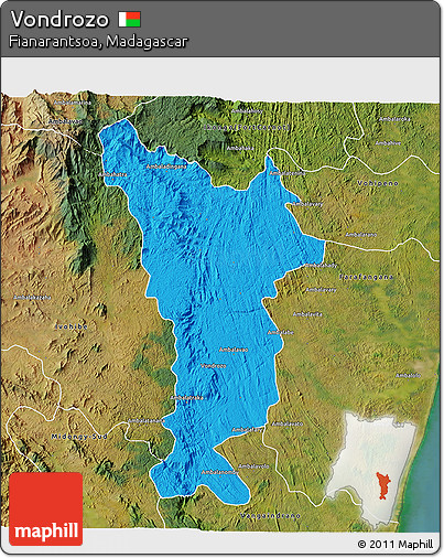 Political 3D Map of Vondrozo, satellite outside