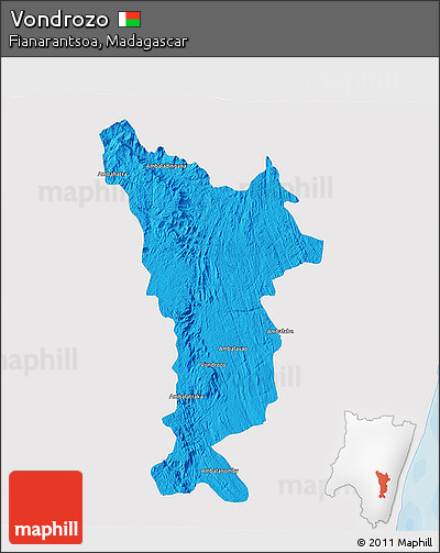 Political 3D Map of Vondrozo, single color outside