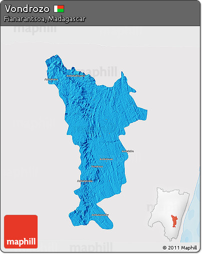 Political 3D Map of Vondrozo, single color outside