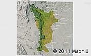 Satellite 3D Map of Vondrozo, lighten, semi-desaturated