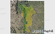 Satellite 3D Map of Vondrozo, semi-desaturated
