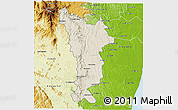 Shaded Relief 3D Map of Vondrozo, physical outside