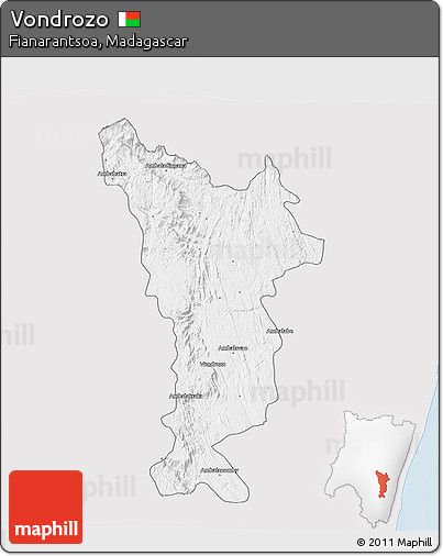 Silver Style 3D Map of Vondrozo, single color outside