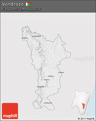 Silver Style 3D Map of Vondrozo, single color outside