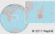 Gray Location Map of Vondrozo, within the entire country