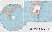 Gray Location Map of Vondrozo, highlighted parent region, hill shading