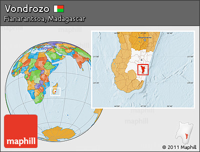 Political Location Map of Vondrozo, highlighted parent region