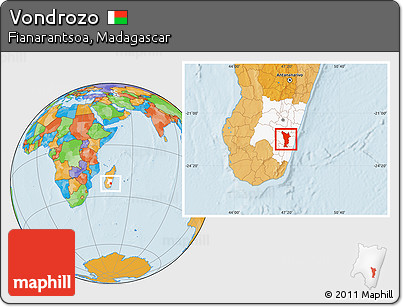 Political Location Map of Vondrozo, highlighted parent region
