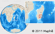 Shaded Relief Location Map of Vondrozo, within the entire country