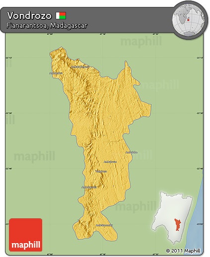 Savanna Style Map of Vondrozo, single color outside
