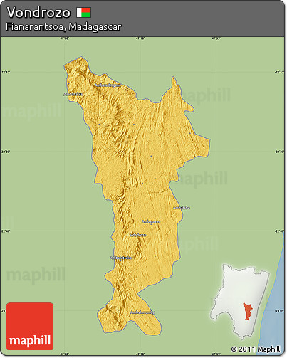 Savanna Style Map of Vondrozo, single color outside