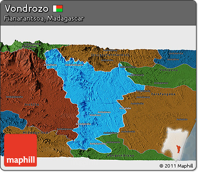 Political Panoramic Map of Vondrozo, darken