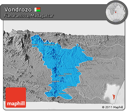 Political Panoramic Map of Vondrozo, desaturated