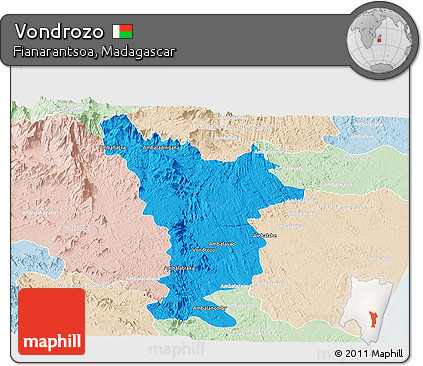 Political Panoramic Map of Vondrozo, lighten