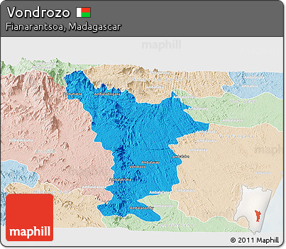 Political Panoramic Map of Vondrozo, lighten