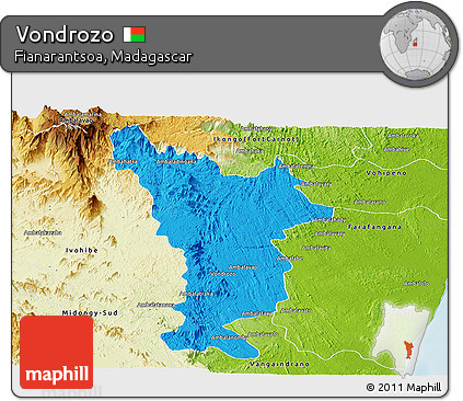 Political Panoramic Map of Vondrozo, physical outside
