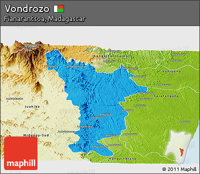 Political Panoramic Map of Vondrozo, physical outside
