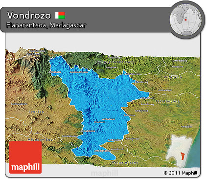 Political Panoramic Map of Vondrozo, satellite outside