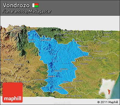 Political Panoramic Map of Vondrozo, satellite outside