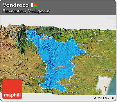 Political Panoramic Map of Vondrozo, satellite outside
