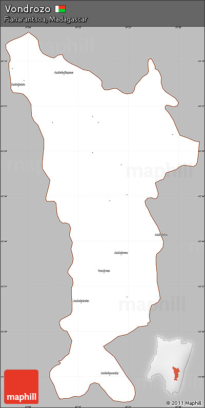 Gray Simple Map of Vondrozo, cropped outside