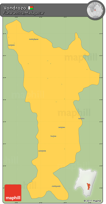 Savanna Style Simple Map of Vondrozo, single color outside