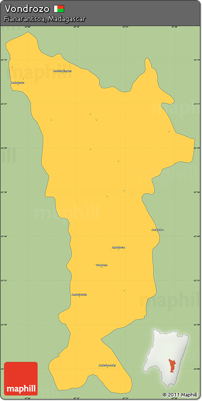 Savanna Style Simple Map of Vondrozo, single color outside