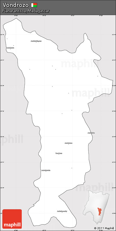 Silver Style Simple Map of Vondrozo, cropped outside