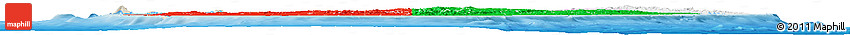 Flag Horizon Map of Madagascar, shaded relief outside, flag aligned to the middle