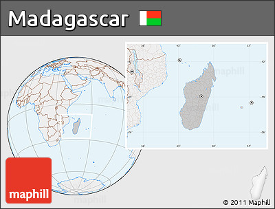 Gray Location Map of Madagascar, lighten