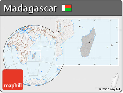 Gray Location Map of Madagascar, lighten