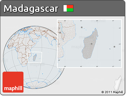 Gray Location Map of Madagascar, lighten, semi-desaturated