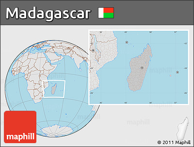 Gray Location Map of Madagascar, lighten, semi-desaturated, land only