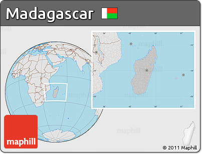 Gray Location Map of Madagascar, lighten, semi-desaturated, land only