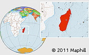 Political Location Map of Madagascar, highlighted continent