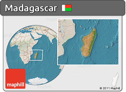Satellite Location Map of Madagascar, lighten, land only