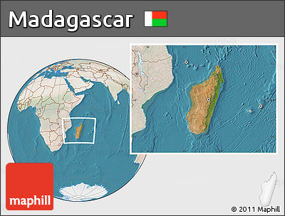 Satellite Location Map of Madagascar, lighten, land only