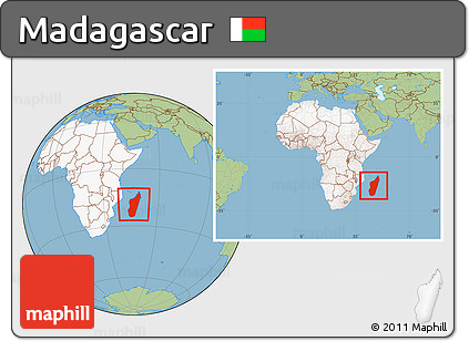Savanna Style Location Map of Madagascar, highlighted continent, within the entire continent