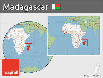 Savanna Style Location Map of Madagascar, highlighted continent, within the entire continent