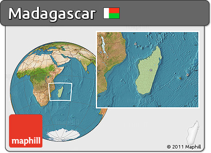 Savanna Style Location Map of Madagascar, satellite outside