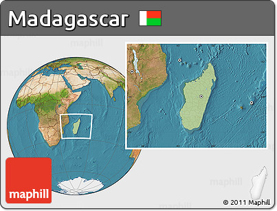 Savanna Style Location Map of Madagascar, satellite outside