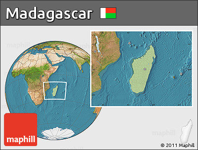 Savanna Style Location Map of Madagascar, satellite outside