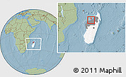 Savanna Style Location Map of Mahajanga Urban, highlighted country, highlighted parent region, within the entire country, hill shading