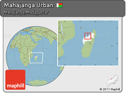 Savanna Style Location Map of Mahajanga Urban, highlighted parent region, within the entire country